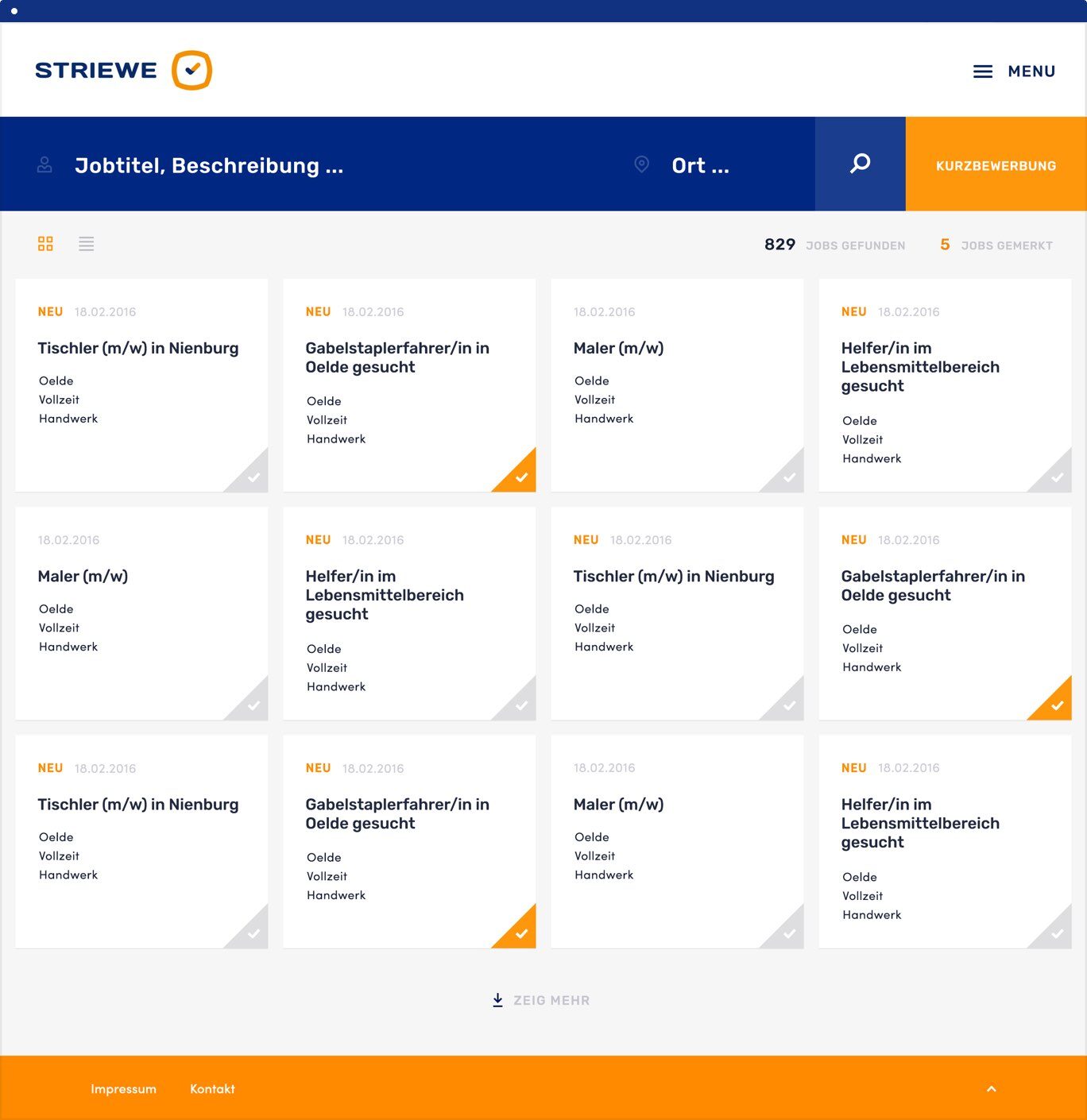 Striewe Zeitarbeit: podstrona serwisu