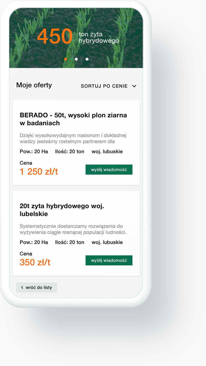 Żyto hybrydowe: strona na telefonie