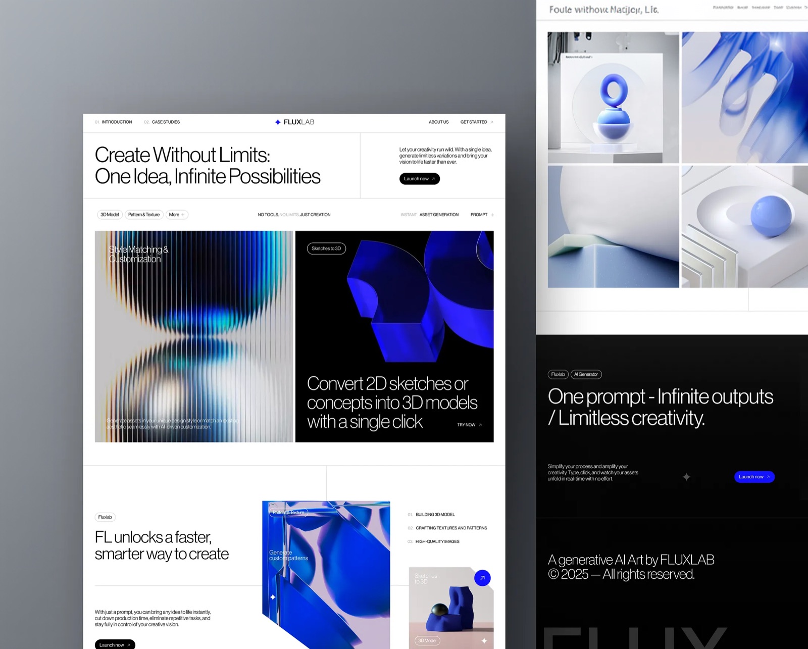 Makiety podstron serwisu internetowego: strona główna, galeria i sekcje z grafikami